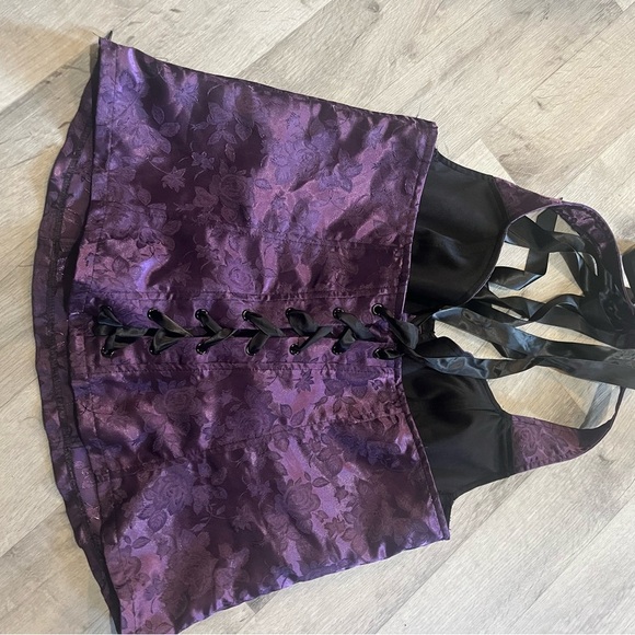2XL Lip Service Purple Brocade Halter Top Corset Lip Service - Picture 5 of 6